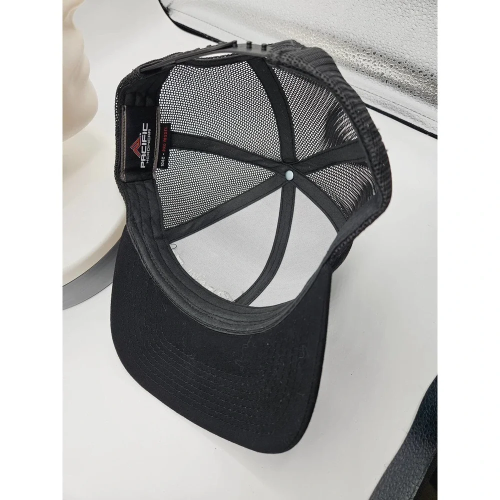 Pacific Headwear 104C Trucjer Cap Gray Black Payler Mesh Back Snap‎ Back